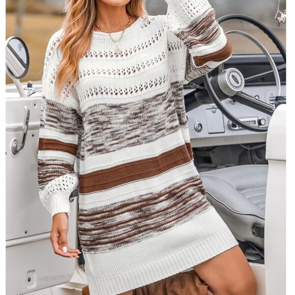 Cupshe Striped Cutout Mini Sweater Dress Size XS - Picture 1 of 11